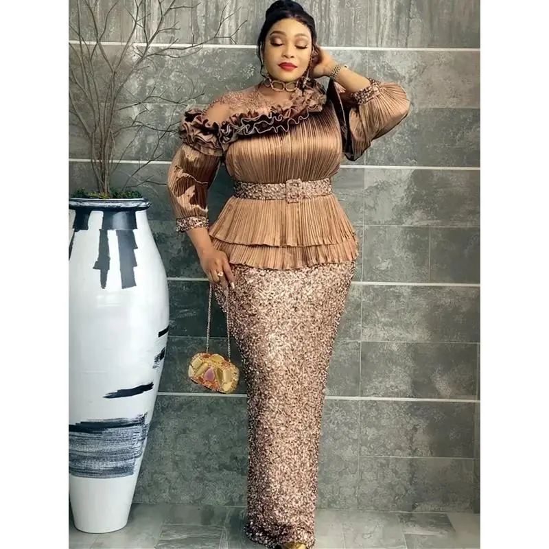 Elegant African Dresses for Women Plus Size Sequin Evening Party Long Dress  Dashiki Ankara Turkey Outfits Robe African Clothes - TikTok Shop