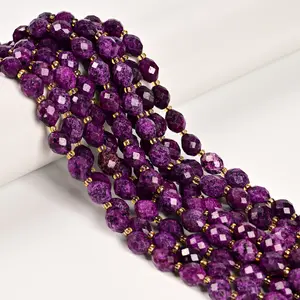 Sugilite Color Dyed Jade Faceted Rice Beads Size 8x10mm 15.5'' Strand