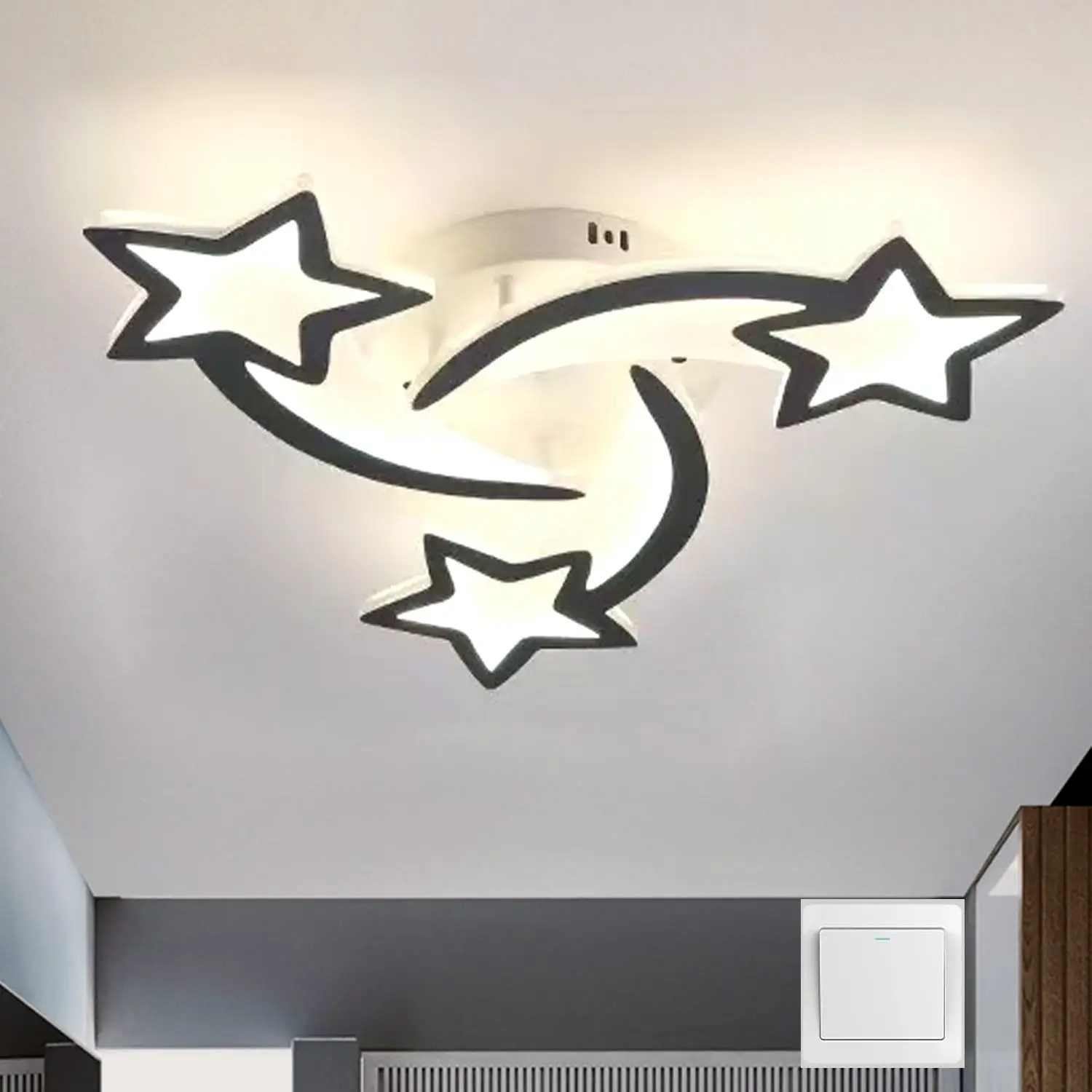 Modern Creative Star-Shaped LED Ceiling Light, Modern Mood Lighting, Home Lighting, Adjustable Three Colors, Acrylic, 3000-6000k, Suitable for Living Room, Bedroom, Kitchen, Office, Led Interior Lights