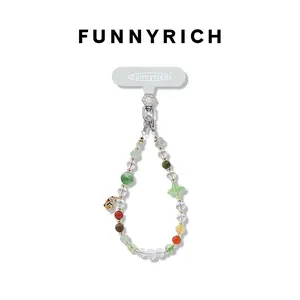 FUNNYRICH Phone Charm Lanyard for All Cases & Star Case: Spring River Jade Beaded Strap & Flowing Water Mist Both Ears Fit - Sparkle Cell Phone Chain Gifts for Women Teen Girls