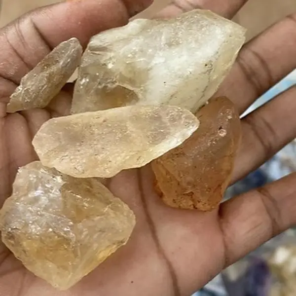 Raw Citrine - Natural Gemstone in White and Light Brown Colors, with Some Smooth and Some Rough Features