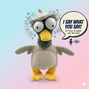Funny Derpy Talking Duck Plushie Toy - Repeat What You Say, Mimic Voice, Hilarious Ugly-Cute Gift for Kids & Prank Lovers
