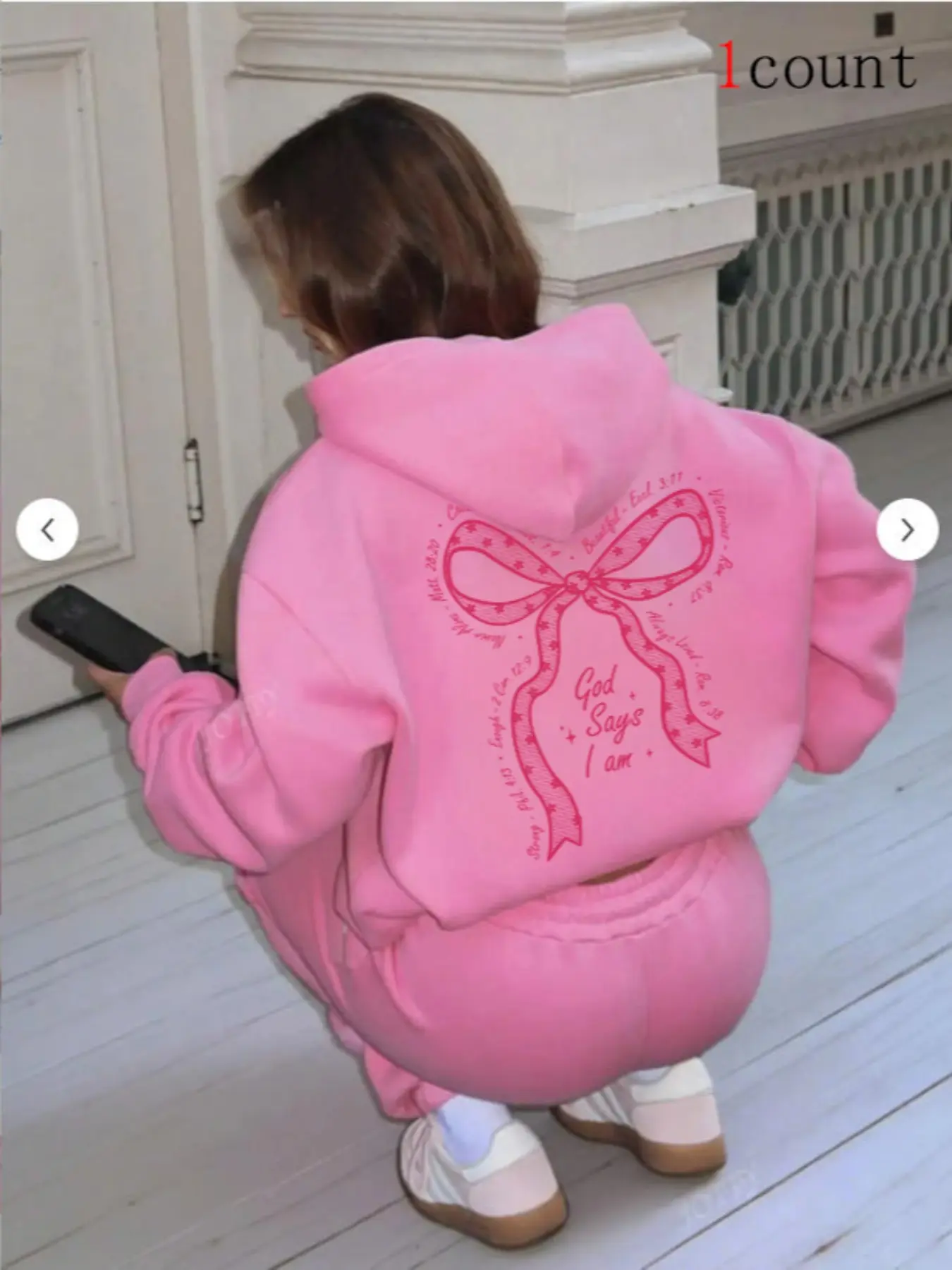 Women's Bow Print Hoodie Sweatshirt, Casual Long Sleeve Pullover, Warm Fashion for Fall & Winter, Perfect for Camping Travel School, Casual Cozy Pullover