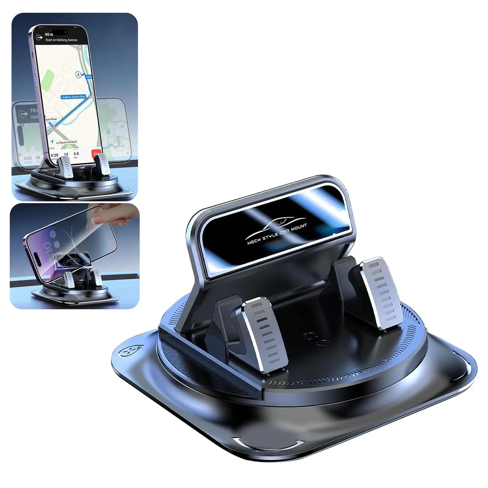 Dashboard Navigation Bracket, 360-Degree Rotation Automotive Phone Holder, Universal Self-Adhesive Non-Slip Car Phone Holder, for Most Cars，Car Mount Mobile Car Holder Handphoneholder