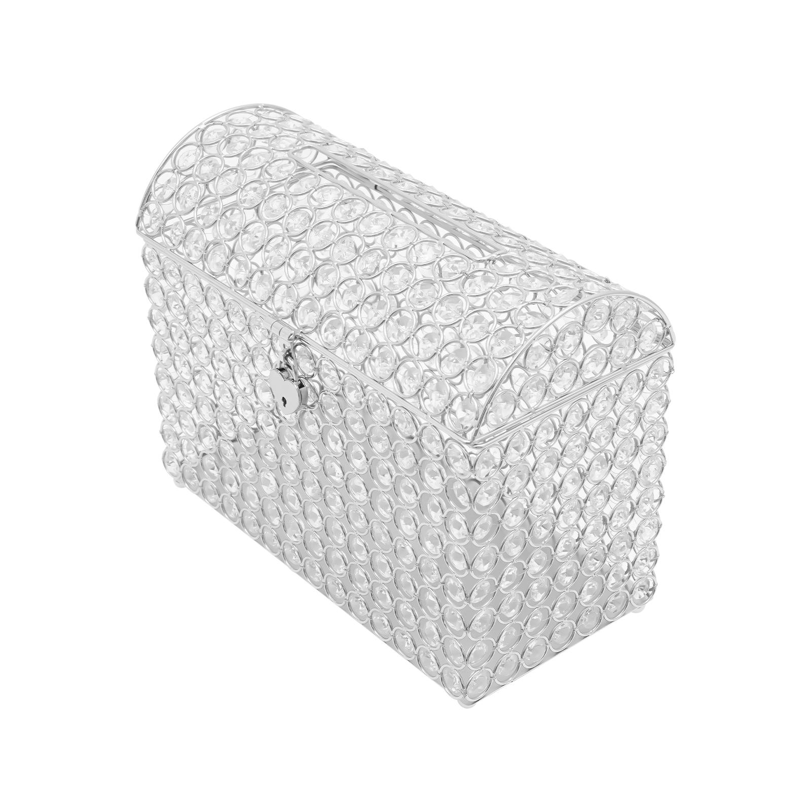 Clear Gold Lockable Wedding Card Box with Key for Invitations Greeting Cards Cash Tips Honeymoon Fund Donation Piggy Bank Home Office Party Ornaments