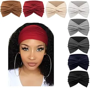 8pcs Women's Wide Headband, Headband Style, Non-slip Bohemian Style Elastic Headband, Knot Headband Accessory