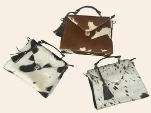 Genuine Cowhide and Leather Handbag-Premium Handbag, Convertible Crossbody/Shoulder Bag, Durable Everyday Purse, One-of-A-Kind Purse