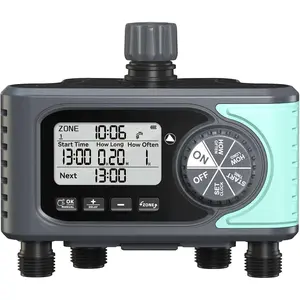 Sprinkler Timer, 4 Outlets Hose Timers, 4 Zone Water Timer for Watering with Rain Delay/Manual/Automatic Timed Irrigation Controller System for Lawn