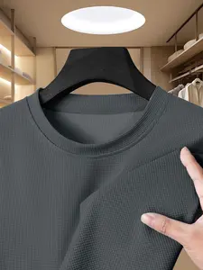 Men's Colorblock Round Neck Short Sleeve T-Shirt, Breathable Skin-Friendly Fabric, Anti-Wrinkle Wear-Resistant, Loose Design, Casual Fashion