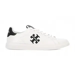 Tory Burch Double T Howell Court Sneaker Titanium White/Black (Women's) (women) by StockX
