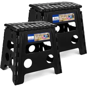 2PACK Folding Step Stool - 13" Height  Heavy Duty Foldable Stool for  and Adults, Kitchen Garden Bathroom Stepping Stool (Black, 2PACK)