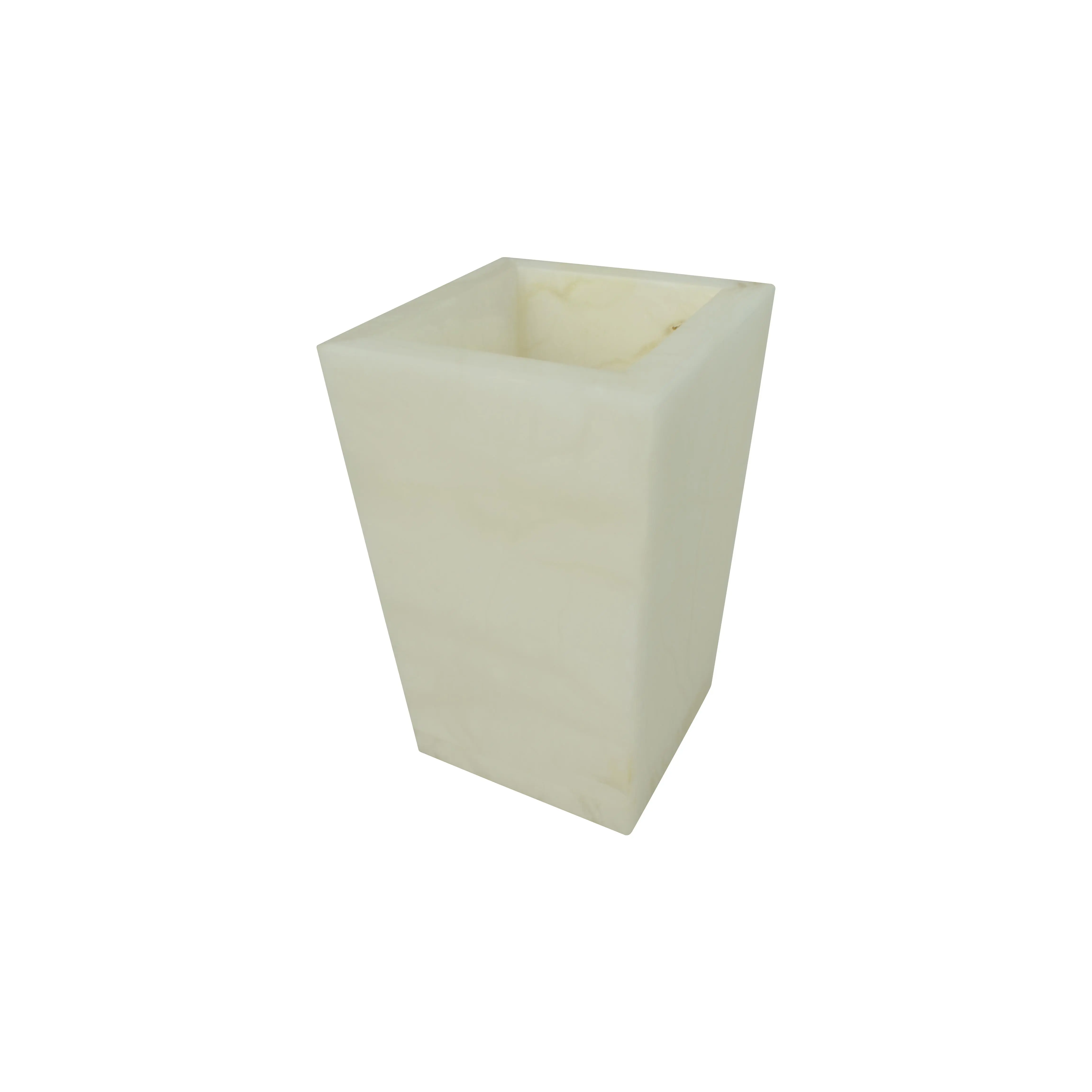 Alabaster Stone Marble 6.5” Tall Vase Hand Carved in Ivory White