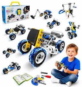 STEM Toys for 5 6 7 8+ Year Old Boy,10 in 1 Electric Building Toys for Kids Ages 4-8 5-7 6-8, Educational Racing Construction Science Kit for Boys 4-6 8-10, Creative Games Fun Birthday