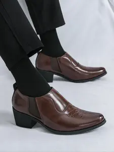 Men's Business Style Solid Color Dress Shoes, Formal Pointed Toe High Heel Shoes for Party, Daily Clothing Decor, Trendy All-match & Exquisite Shoes for Gift