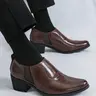 Men's Business Style Solid Color Dress Shoes, Formal Pointed Toe High Heel Shoes for Party, Daily Clothing Decor, Trendy All-match & Exquisite Shoes for Gift, Business Style Footwear