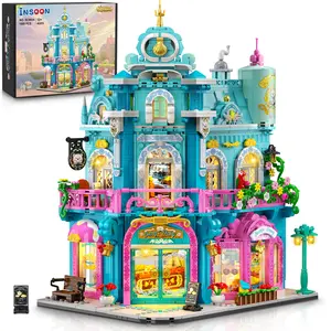 INSOON Castle Dairy Bakery Store Building Set with Light, 1689 PCS City Dairy House Building Block Toy with Milk Cake Bread, Home Decor Construction Model Kit for Adults Teens Kids Boys Girls Ages 12+