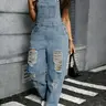 Women's Plus Size Distressed Denim Harem Pants, Loose Fit Washed Jeans, Casual Fashion for All Seasons, Party and Date Wear, Overalls