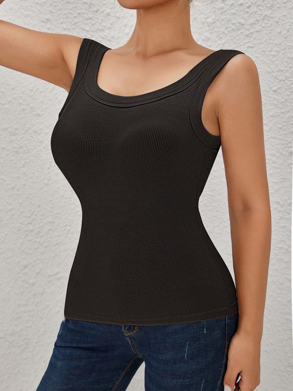 FZ 1 /2/3/4PCS EssElegance Ribbed Workout Tank Tops for Women with Built in Bra Tight Racerback Scoop Sports Tank Neck Athletic Top for Summer And All Seasons