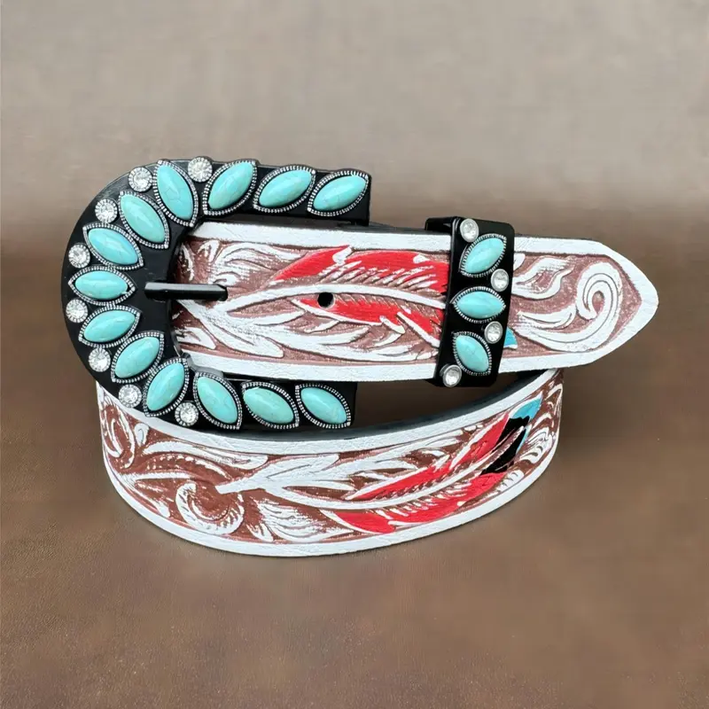 Boho Style Western Buckle Belt, Cowboy Waist Belt, Vintage Style Belt for Women, Vintage Western Belts, Fashion Accessories for Party, Daily Clothing Decor, Trendy All-Match & Exquisite Belt for Birthday Gift, Cowgirl Belt