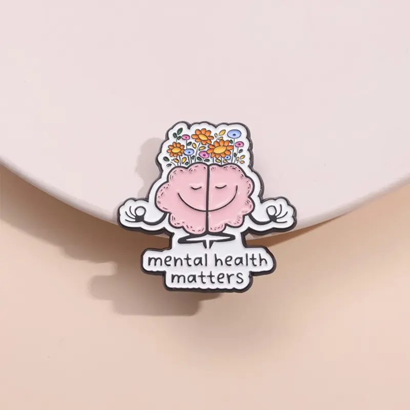 Creative Brain Shaped Brooch, Flower Brooch Pin, Bouquet Daisy Pin, Fashion Brooch for Women & Men, Enamel Pin Suitable for Backpacks, Jeans, Scarves, Hats Decoration, Fashion Accessory