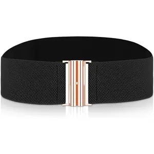 Wide Stretchy Belts for Women,  Elastic  Belts Fashion Retro Adjustable Cinch Belt with Buckle for Dresses