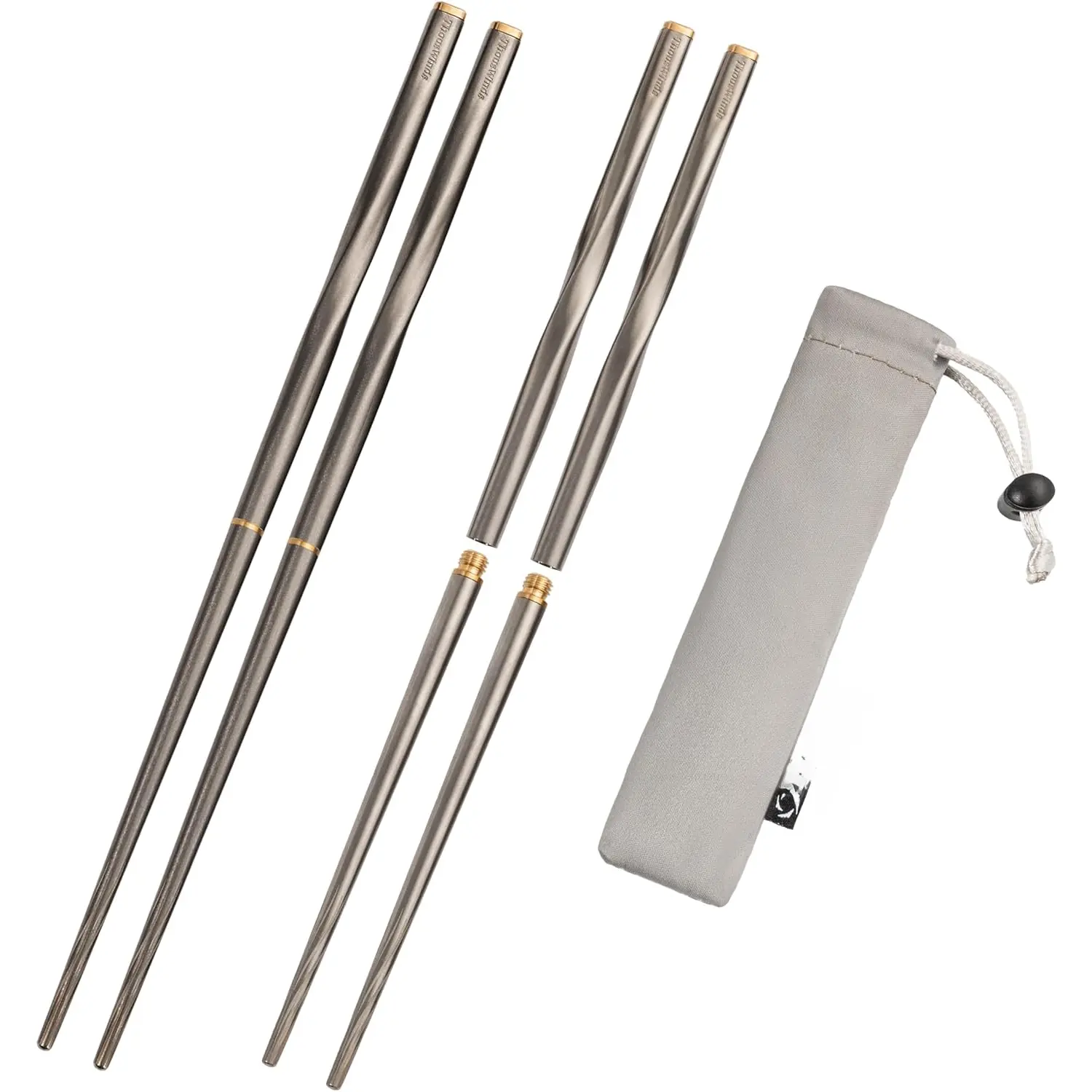 Titanium Chopsticks , Foldable Lightweight  Camping Cutlery, Utensils for Camping Backpacking Hiking Home, with Storage Bag, 2 Pairs