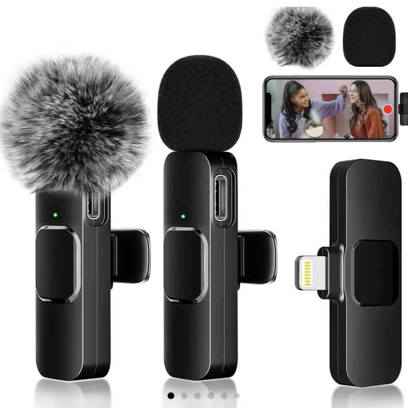 Lavalier Mic 2 PCs - Wireless Bluetooth Design for Versatile Audio Recording and Editing