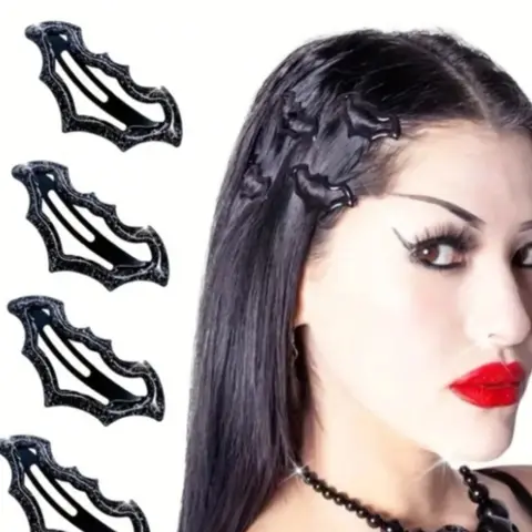 Gothic Bat Flat Hair Clips Set, Shiny Polka Dot Design, Perfect for Women Daily Wear, Halloween Party Accessories, Birthday Gifts, Hair Decor, Hairclips