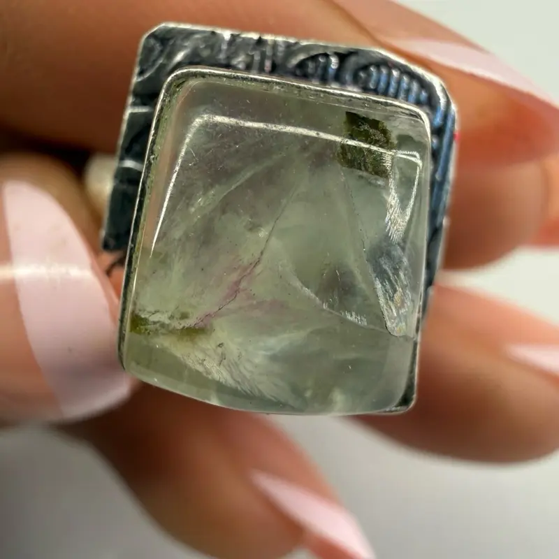 Silver Fluorite Ring, Fine Jewelry Accessory for Women