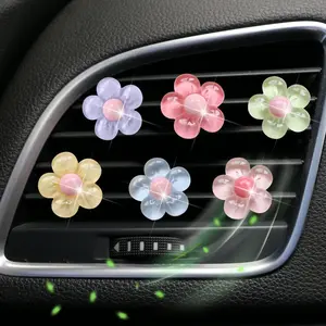 Cute Flower-Shaped Car Air Vent Diffuser Clips, 6-Pack Style Floral Decor, Transparent Five-Petal Car Interior Accessories, Women's Ac Vent Decor, Car Interior Diffusers