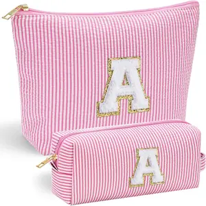 YOOLIFE Christmas Gifts for Girls | Personalized Initial Makeup Bag Pink Cosmetic Bag Travel Toiletry Bag Girlfriend Teacher Gifts 11 12 13 14 15 16 Years Old Girl Gifts Teen Girl Gifts Trendy Stuff A No Brand