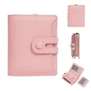 Women’s Slim Trifold Wallet, RFID Blocking Waxed Leather Mini Wallet with Coin Pocket & Card Holder, Trendy Aesthetic Compact Purse for Students, Travel, Shopping & Everyday Use