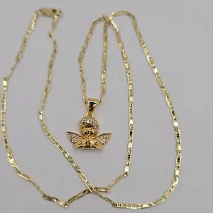 ANGEL baby beautiful necklace gold-plated new chain style 22"inches clear stone's