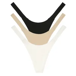 3x SUZI Seamless Thong - Non-toxic Natural Fabric, Breathable & Moisture-Wicking, 1/2" Wide U-Shaped Waistband, Ideal for Daily Wear - Womenswear, Soft Panties Comfort Basic Minimalist
