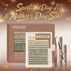 MaxComfi BREEZE DIY Eyelash Extensions Set, Ad-Exclusive Breeze Ghost Lashes Vibe, Waterproof, Super Soft & Thin Band, Long-Lasting Natural Volume, Beginner-Friendly Makeup Cosmetic for Daily Flawless Look, DIY Dramatic Lashes, Eyelashes Extensions, Water