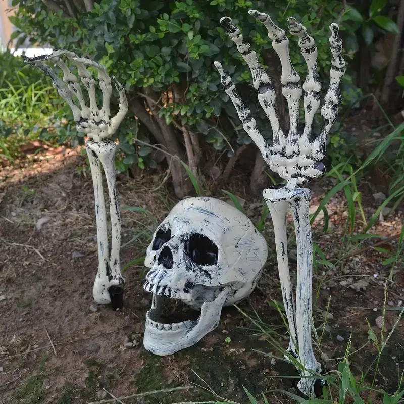 3-Piece Halloween Floor Decoration Skeleton Props Set, Ghostly Garden Skeletons for Spooky Home Decor, Festive Halloween Party Accessories, Decorations Accessories