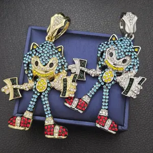 HIP HOP ICED FUNKY STYLE GOLD / SILVER PLATED BLING CZ FASHION LARGE CHARM PENDANT - FITS UP TO 15mm CHAIN