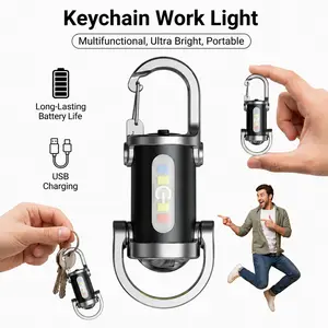 【2026】 Rechargeable Mini Keychain Flashlight ,Super Bright,800 Lumens EDC Mini Flashlights, COB Keychain Work Light Flashlights 6 Light Modes, Bright Mini Keychain Light for Walking, Searching ,camping and Hiking boyfriend best gift