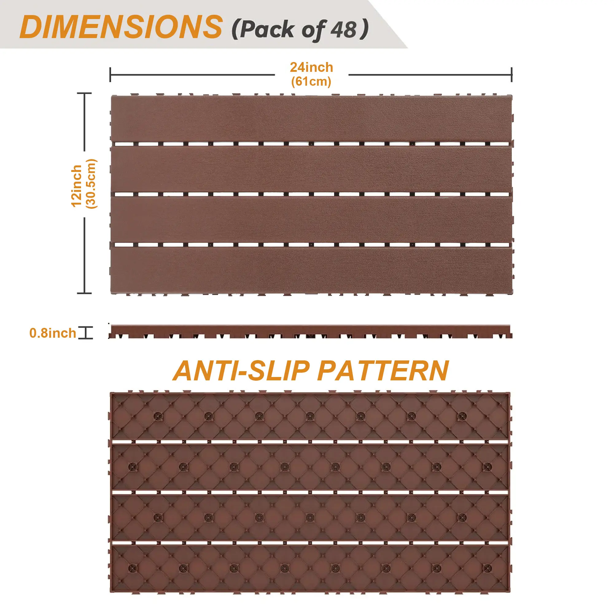 Brown(2 Boxes=48Pack=96Sqft)