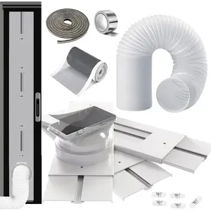 Universal 95" Sliding Door AC Vent Kit, 5.0/5.9 Inch AC Hose Coupler with Filter Screen & Weather Stripping, Energy Saving Airtight Seal Panel for Window Sliding Glass Door Portable AC