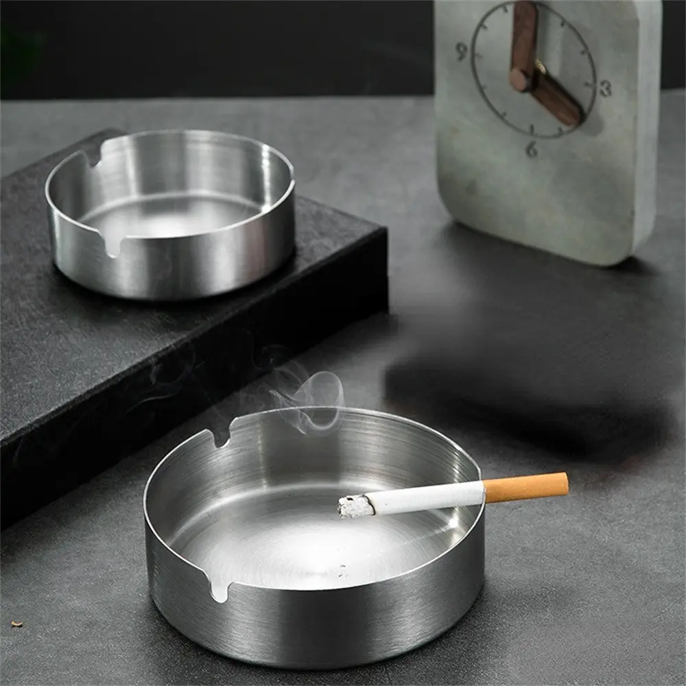6-Pack Stainless Steel Ashtrays, Classic Round Design, Durable Material, Ideal for Home, Hotel, Café, Elegant Smoking Accessories