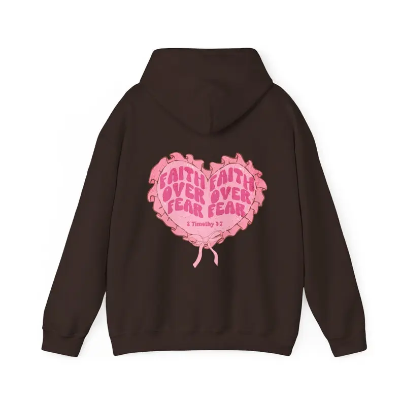 Coquette Faith Over Fear Hoodie, Coquette Christian Aesthetic Sweatshirt, Trendy Hoodie, Christian Minimalist Modest