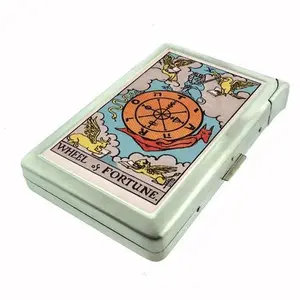 Tarot Card Illustration "Wheel of Fortune" Metal Case with Built in Lighter
