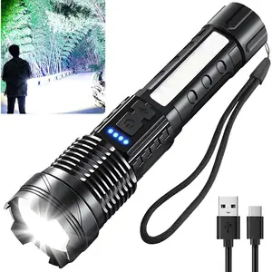 Rechargeable LED Flashlights, High Lumens Super Bright Flash Light, 7 Modes with COB Work Light, Adjustable Tactical Powerful Handheld Flash Light for Home,Camping and Emergencies