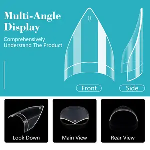 Clear Short Stiletto Nail Tips, 600PCS Half Cover Soft Gel Stiletto Nail Tips, Almond Shape Fake Nails Acrylic Nail Extension Tips for Acrylic Nails Art Salon Home DIY with Box 12Sizes