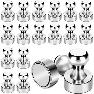 Fridge Magnets, 18Pcs Refrigerator Magnets Strong Fridge Magnets for Whiteboard, Small Neodymium Magnets for Fridge, Metal Magnetic Push Pins for Kitchen, Office, School, Map Decorative
