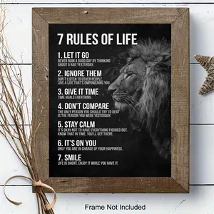 Motivational Quotes Wall Art - Inspirational 7 Rules of Life Poster - Decorative paintings are wall decorations used in living rooms, bedrooms, and hallways.