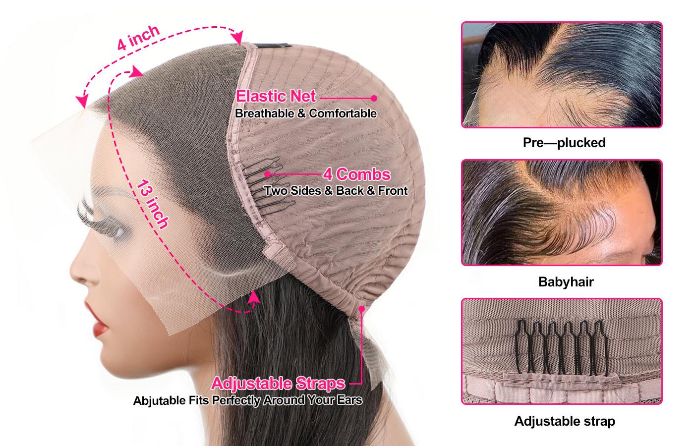 [Flash Sale] OQ HAIR Straight 13x4 Lace Front Wigs 220% Density Human Hair Wigs Preplucked Natural Hairline