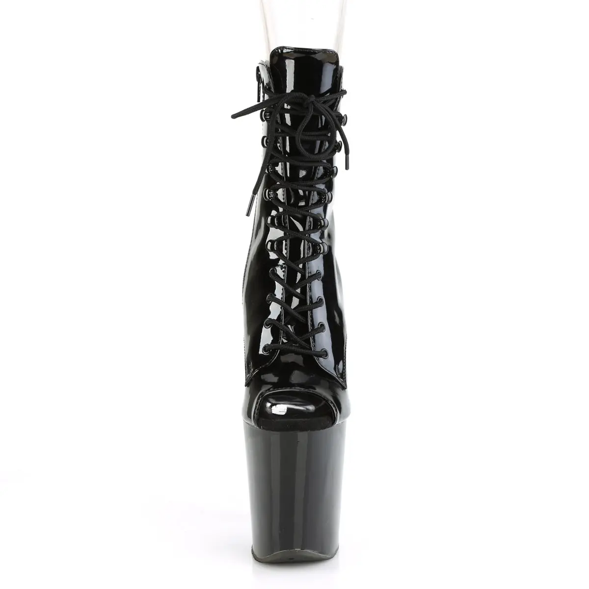 8 Inch Heel XTREME-1021 Black Pat High Heels Vinyl Heels