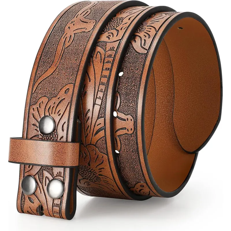 Vintage Express Genuine Leather Tooled Western Belt Brown Boho Cowgirl USA S WOMENS GENUINE LEATHER WESTERN COWGIRL BEAUTIFUL FLORAL  main image 2